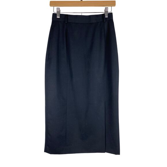 Talbots Petites Women's 6 Black Lined 100% Wool Straight Midi Skirt - Picture 1 of 6